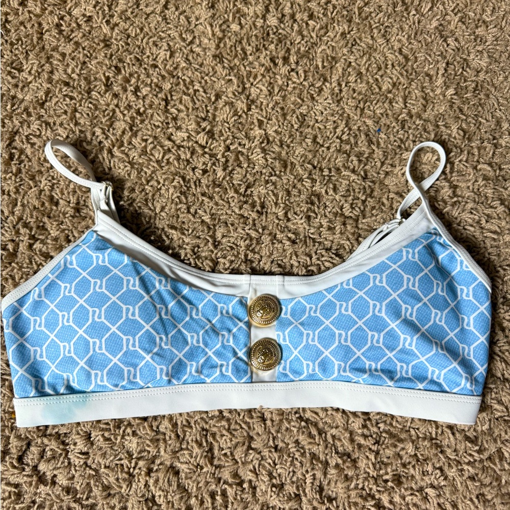 River island resort  blue & white bikini top